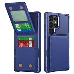 Tok Samsung Galaxy S25 Ultra, Card Holder Kickstand, sötétkék