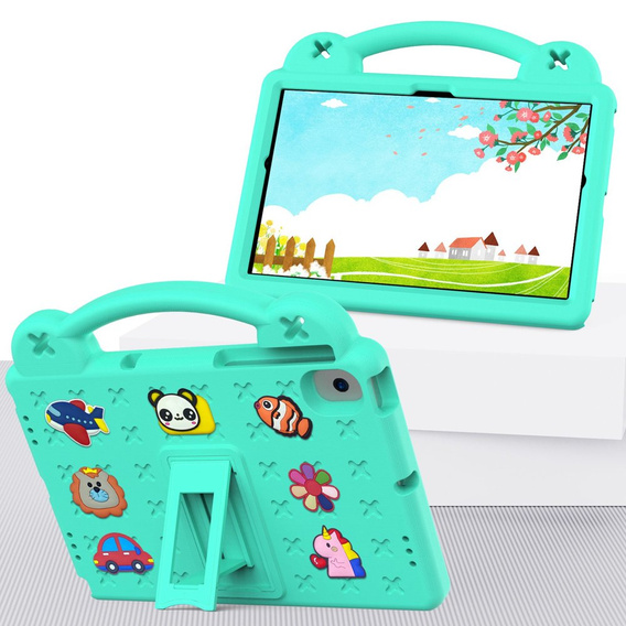 Gyermek tok Lenovo M10 X306 2 Gen / M10 Plus TB-X606 10.3 / Samsung Tab A 10.1 T510/515 / K10 X6C6, Cute Patterns, állvánnyal, zöld