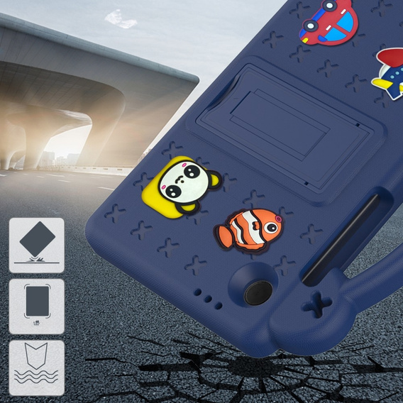 Gyermek tok Samsung Galaxy Tab A9, Cute Patterns, állvánnyal, sötétkék