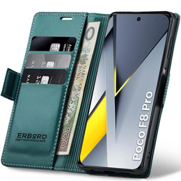 ERBORD Fényes Litchi flip tok Xiaomi Poco F8 Pro készülékhez