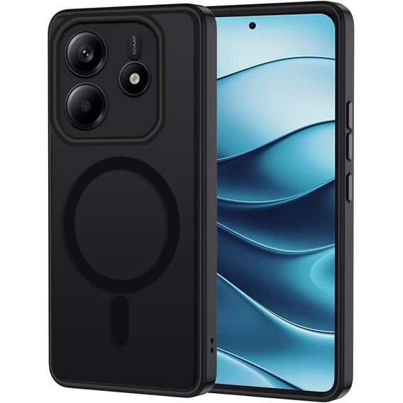 Tok Xiaomi Redmi Note 14 5G-hoz, MagSafe, ERBORD Matt Case, fekete + képernyőüveg