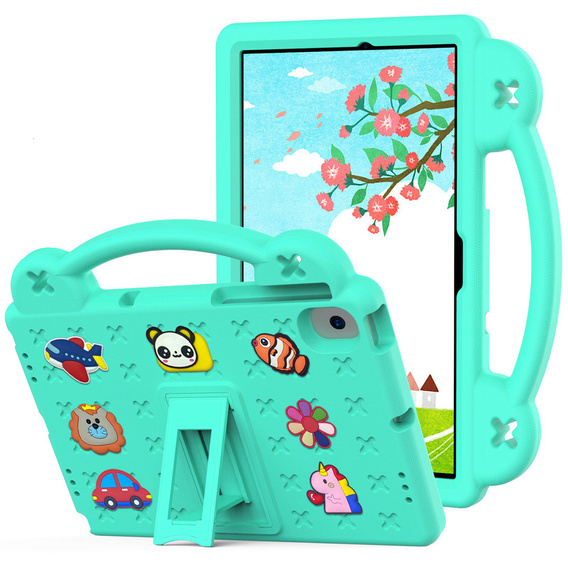Gyermek tok Lenovo M10 X306 2 Gen / M10 Plus TB-X606 10.3 / Samsung Tab A 10.1 T510/515 / K10 X6C6, Cute Patterns, állvánnyal, zöld