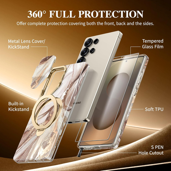 Robusztus tok Samsung Galaxy S25 Ultra készülékhez – Tongate MECH sorozatú klip, fekete