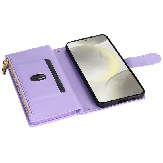 Flap tok Samsung Galaxy A56 5G, Rhombus Crossbody Leather, lila