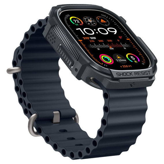 Spigen Rugged Armor Dark Gray tok Apple Watch Ultra 1 / 2 (49 mm) készülékhez