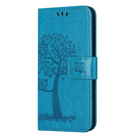Pattintható tok a Motorola Moto E22 / E22i, Wallet, tree i sowy, kék