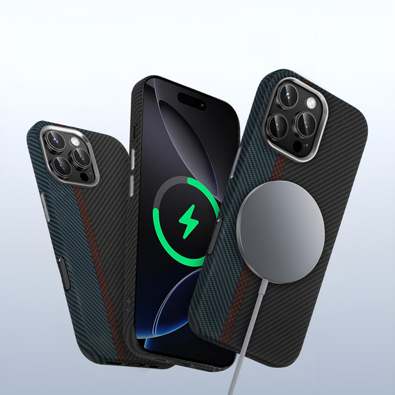 Tok iPhone 13 Pro Max, Carbon Fiber MagSafe, fekete / kék