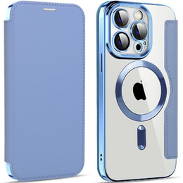 Pattintható tok a iPhone 14 Pro, RFID Wallet MagSafe CamShield, kék