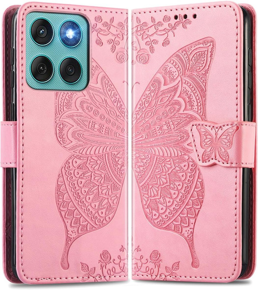 Pattintható tok a Motorola Edge 60 / 60 Fusion, Butterfly, rózsaszín rose gold
