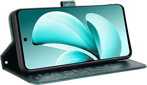 Flap tok Realme C71, Wallet Rhombus, zöld
