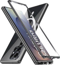 Magnetic Dual Glass MagSafe tok Samsung Galaxy S25 Ultra, fekete