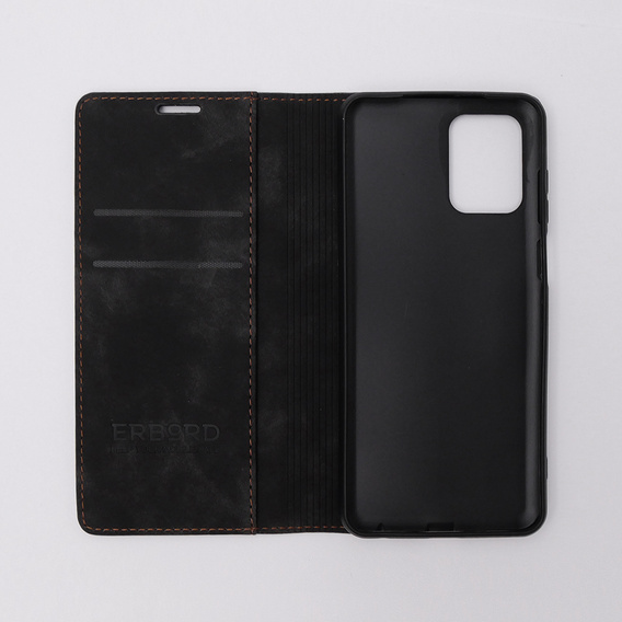 Telefontok a Motorola Moto G73, ERBORD Vintage, pénztárca patenttal, fekete
