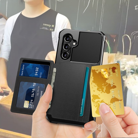 Tok Samsung Galaxy A54 5G, Card Holder Kickstand, fekete