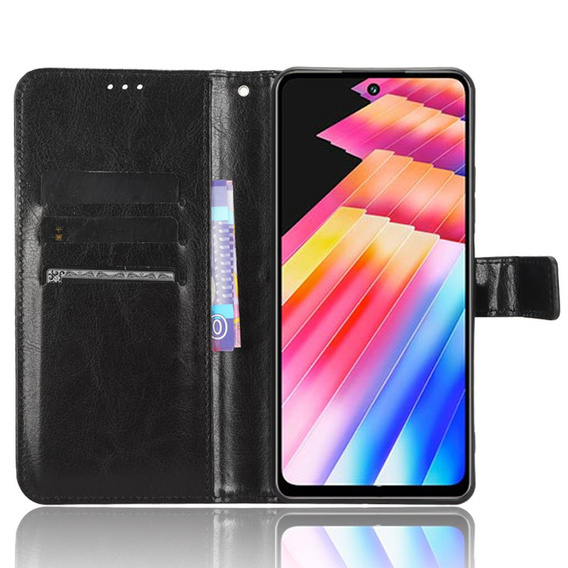 Pattintható tok a Infinix Hot 30, Crazy Horse Wallet, fekete