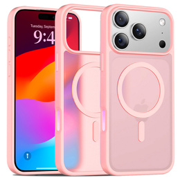 Matt tok iPhone 17 Pro Max készülékhez, MagSafe-hoz, áttetsző rózsaszínű