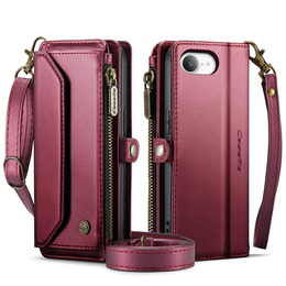 Tok CASEME iPhone16e, RFID Leather Wallet, vállpánttal, piros