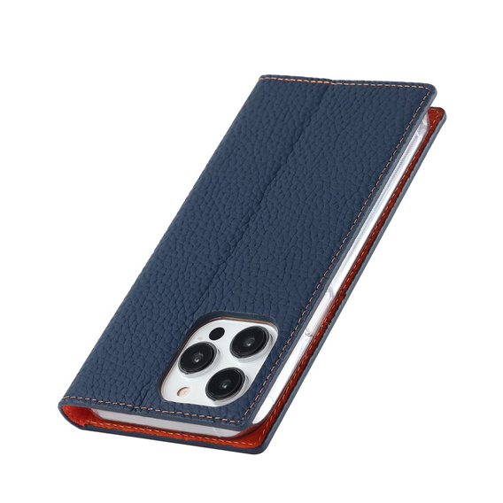 Pattintható tok a iPhone 15 Pro, Litchi Skin Grain, sötétkék