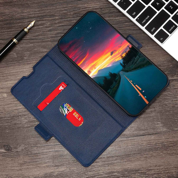 Pattintható tok a Motorola Edge 30 Neo 5G, Wallet Thin Magnet, sötétkék