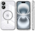 Tok iPhone 16-hoz, ERBORD Glitter MagSafe, átlátszó + képernyőüveg