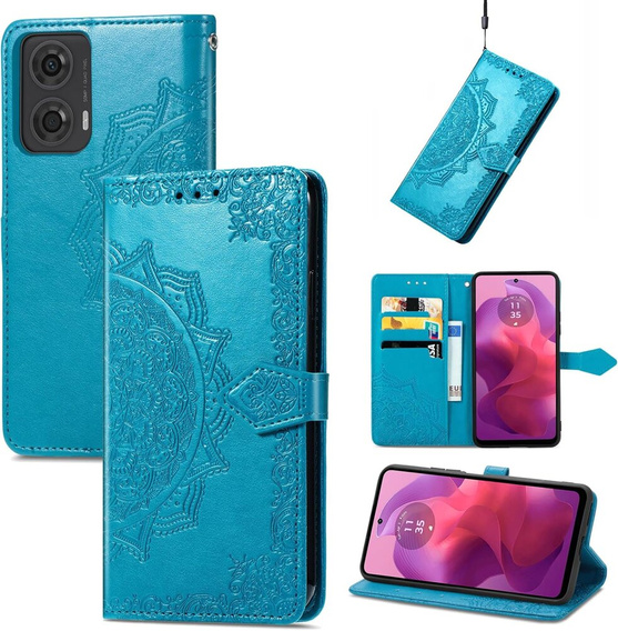 Pattintható tok a Motorola Moto E14, Mandala, kék