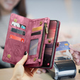 CASEME tok Samsung Galaxy A56 5G, Retro Leather Wallet, szíjjal, piros