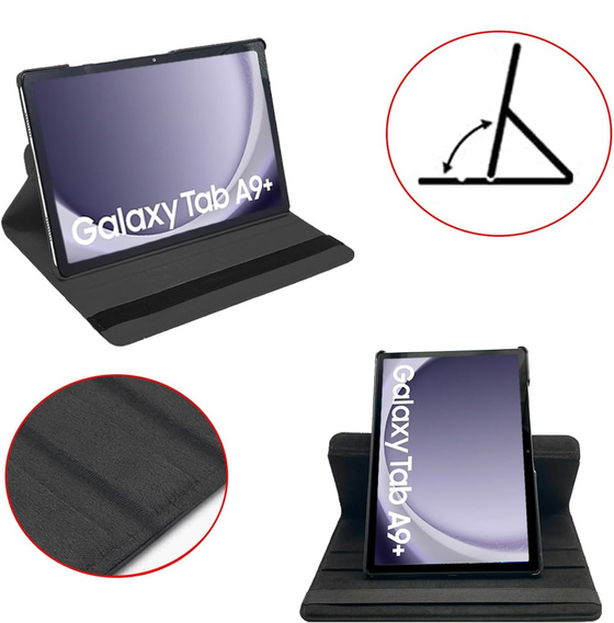 Tok Samsung Galaxy Tab A9+ TB330FU 10.95", forgatható 360, fekete