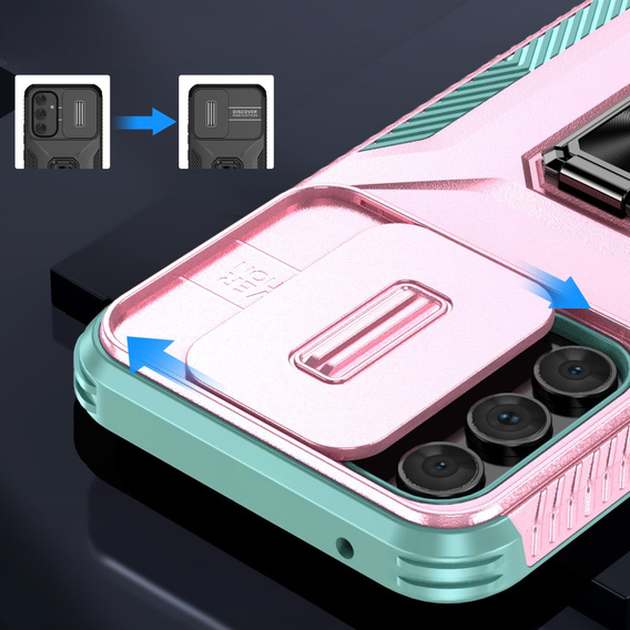 Páncélozott tok Samsung Galaxy A54 5G, páncélozott Slide Ring, rózsaszín