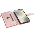 Flap tok Samsung Galaxy S25 Edge, Rhombus Crossbody Leather, rózsaszín rose gold
