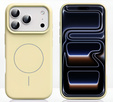 Szilikon tok iPhone 17 Pro Max készülékhez, MagSafe, ütésgátló, sárga színű