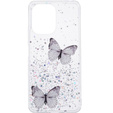 Tok Xiaomi Redmi 13C / Poco C65, Glitter Butterfly, fehér