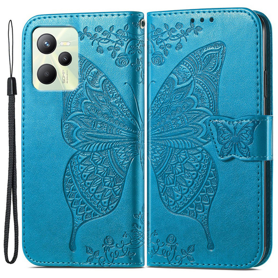 Pattintható tok a Realme C35, Butterfly, kék