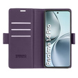 Tok Realme 14 Pro 5G, ERBORD Glossy Litchi, pénztárca patenttal, lila