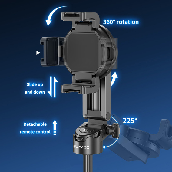 Selfie Stick Alumínium állvány funkcióval és Bluetooth távirányítóval, okostelefonokhoz