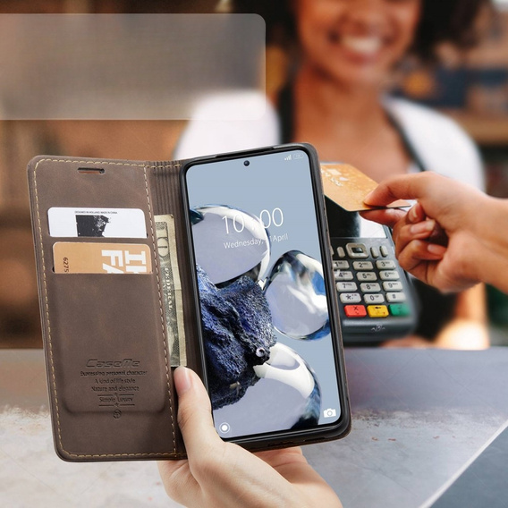 CASEME tok Xiaomi 12T / 12T Pro, Leather Wallet Case, barna