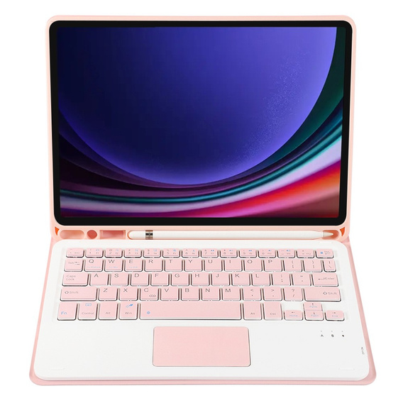 Tok + billentyűzet Samsung Galaxy Tab S9, Leather Pen Slot TouchPad, rózsaszín rose gold
