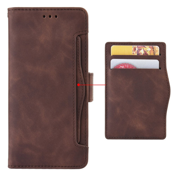Pattintható tok a Xiaomi Redmi Note 13 5G, Card Slot, barna