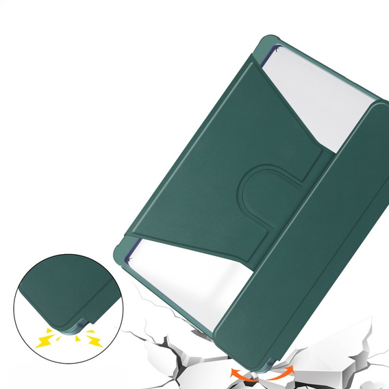 Billentyűzet tok Samsung Galaxy Tab A9+, Rotary 360° Leather, sötétzöld