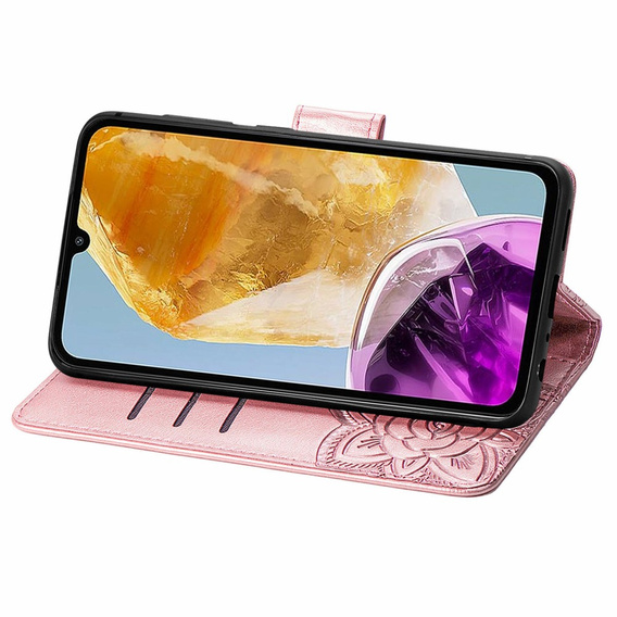Pattintható tok a Samsung Galaxy M15 5G, Butterfly, rózsaszín rose gold