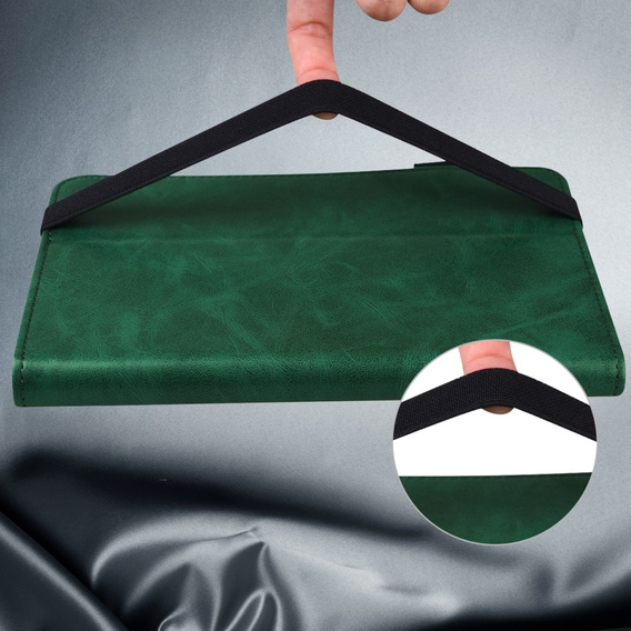 Tok Samsung Galaxy Tab S10 Lite / S10 FE / S9 FE / S9, Classic, tolltartóval, zöld