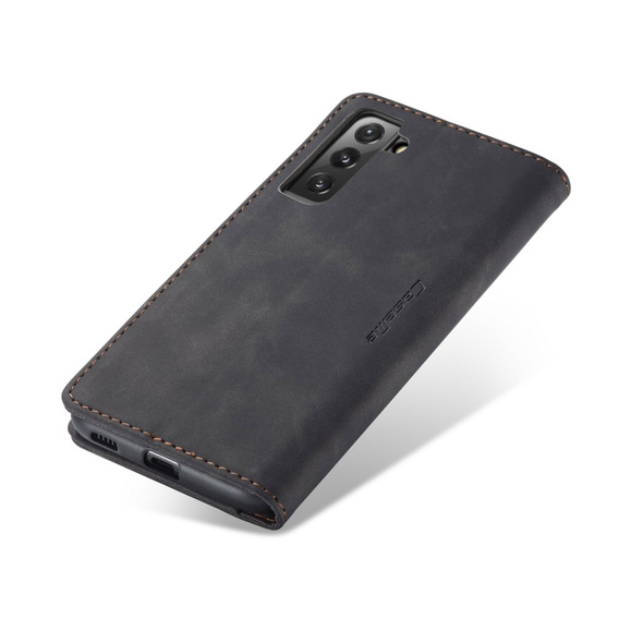 CASEME tok Samsung Galaxy S22+ Plus 5G, Leather Wallet Case, fekete