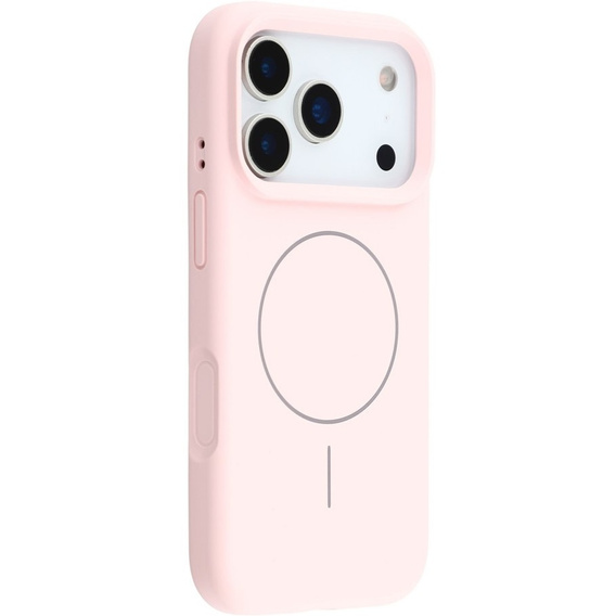 Szilikon tok iPhone 17 Pro Max készülékhez, MagSafe, ütésálló, rózsaszínű