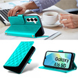 Flap tok Samsung Galaxy A16, Rhombus Crossbody Leather, zöld