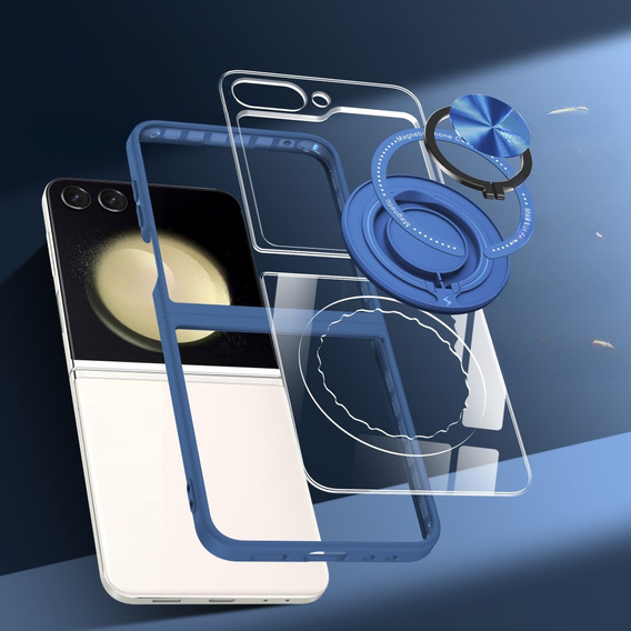 Tok Samsung Galaxy Z Flip7 FE / Z Flip6, Corners Dropproof, MagSafe-hoz, átlátszó / tengerészkék