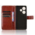 Pattintható tok a Xiaomi Poco F6, Crazy Horse Wallet, barna