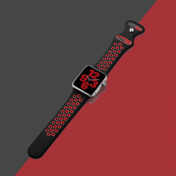 Pasek Hollow do Apple Watch 1/2/3/4/5/6/7/8/SE/ULTRA 42/44/45/49MM, Black/Red