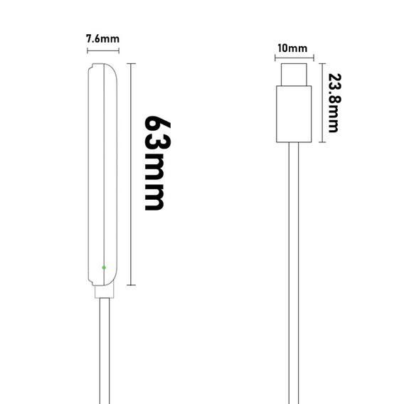 Mágneses USB-C töltőkábel Apple Pencilhez (2. generáció), fehér