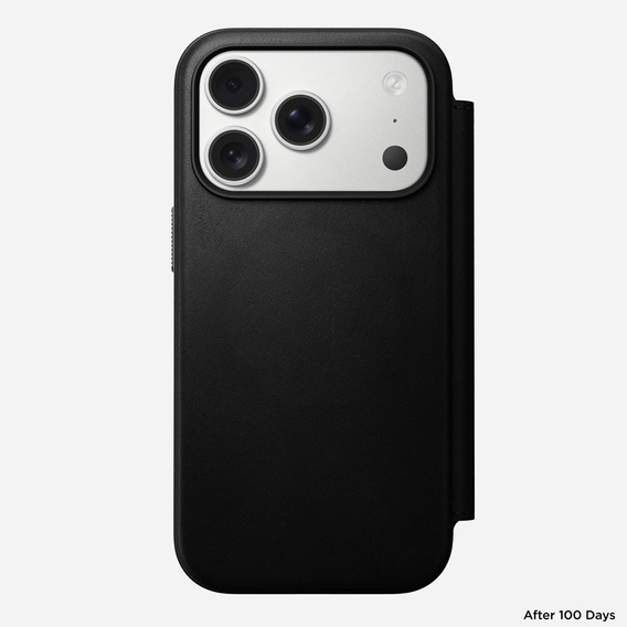Nomad tok iPhone 17 Pro-hoz, Modern bőr fóliatok, fekete