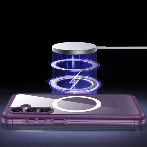 Tok Samsung Galaxy S23 FE készülékhez, Shockproof, fóliával, MagSafe-hoz, lila