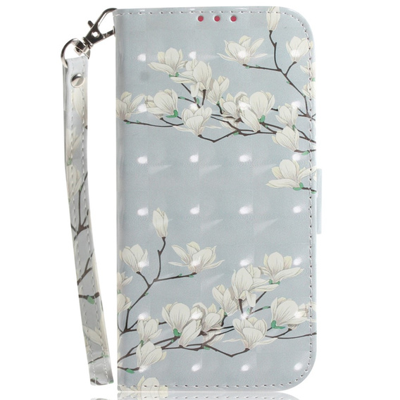 Pattintható tok a Infinix Hot 40i, Wallet, Magnolia Flowers szürke