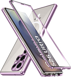 Magnetic Dual Glass MagSafe tok Samsung Galaxy S25 Ultra, lila